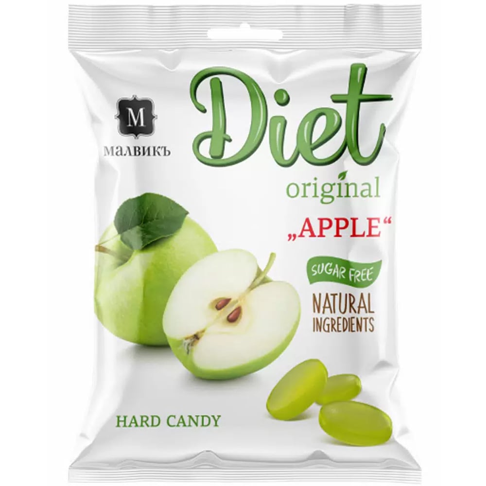 Apple Hard Caramel "Diet" SUGAR FREE, Malvik, 50g/ 1.76oz