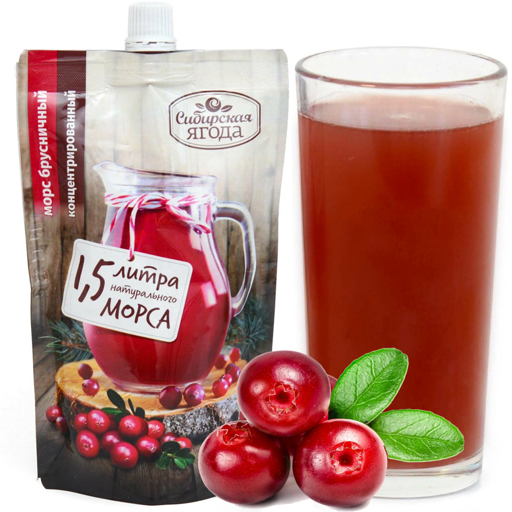 Lingonberry Concentrated Juice, "Siberian Berry" for 1.5 Liters of Natural Drink, 200ml/ 6.76 fl oz