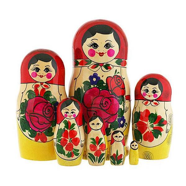 7 Nested Matreshka Dolls, Classic Design Semenovskaya 7.5