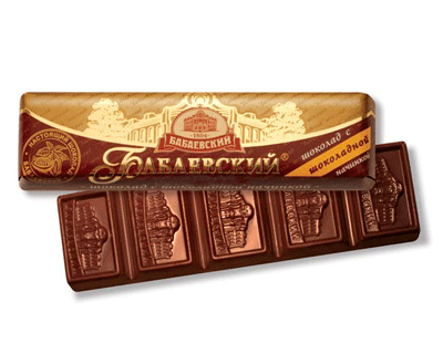Babaevsky Chocolate Bar with Chocolate Filling, 1.76 oz / 50 g