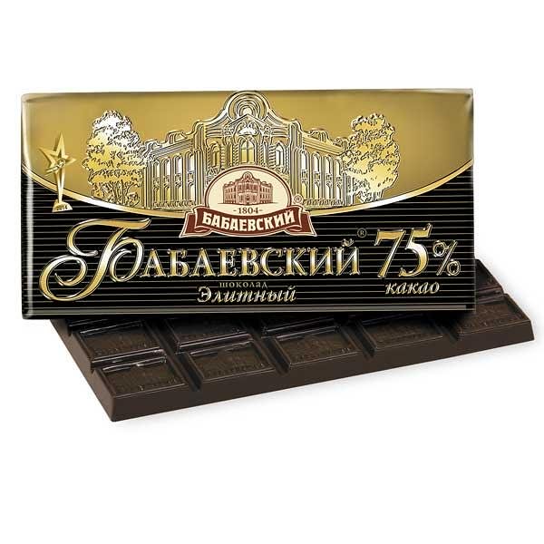 Babaevsky "Elite" Dark Chocolate 75%, 3.52 oz / 100 g