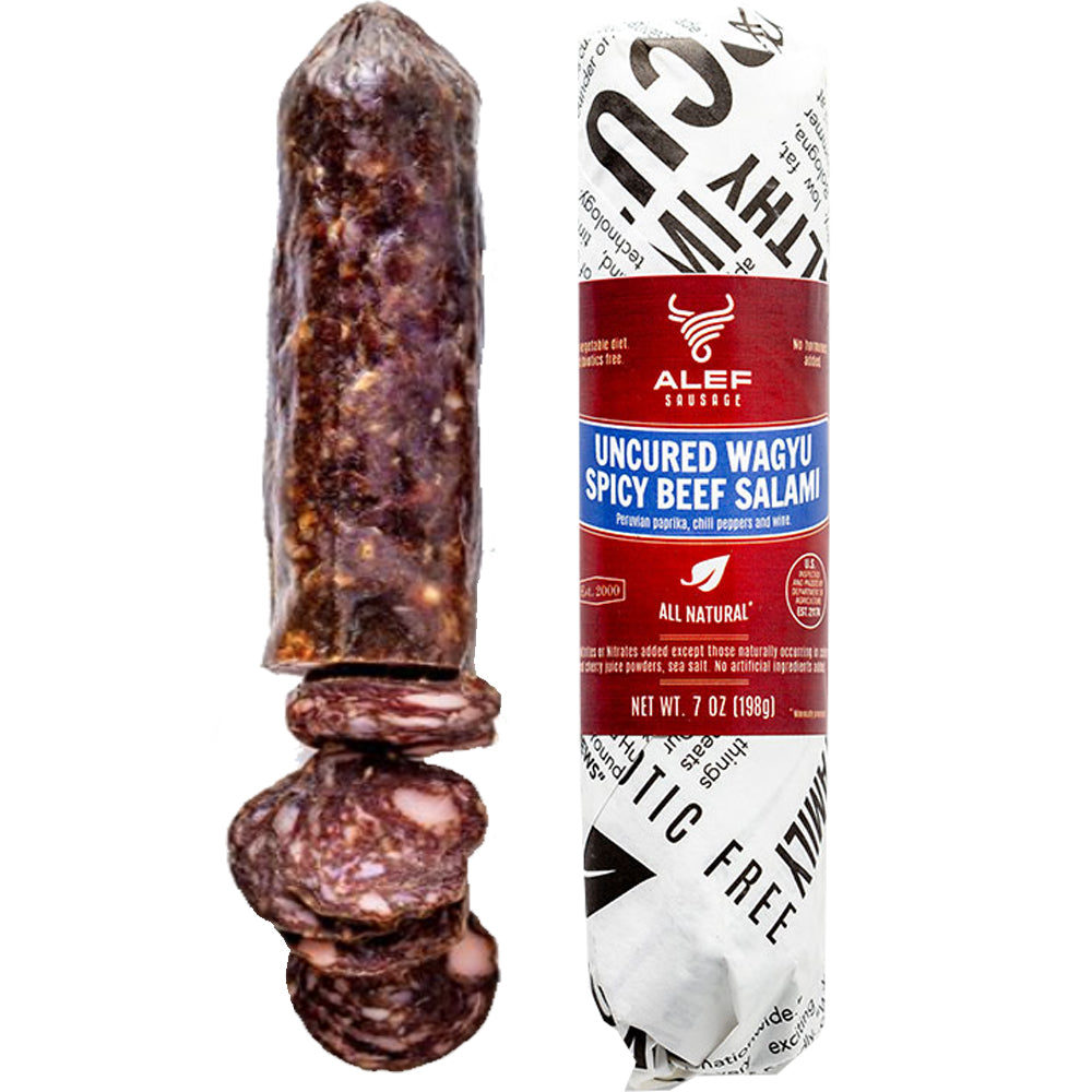 Uncured Beef Salami SPICY WAGYU, Alef 7 oz RussianFoodS