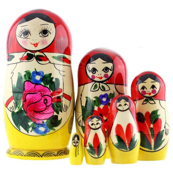 Russian Traditional Semyonovskaya Nesting Doll (Matryoshka), 6 Pcs, Height - 5.5"