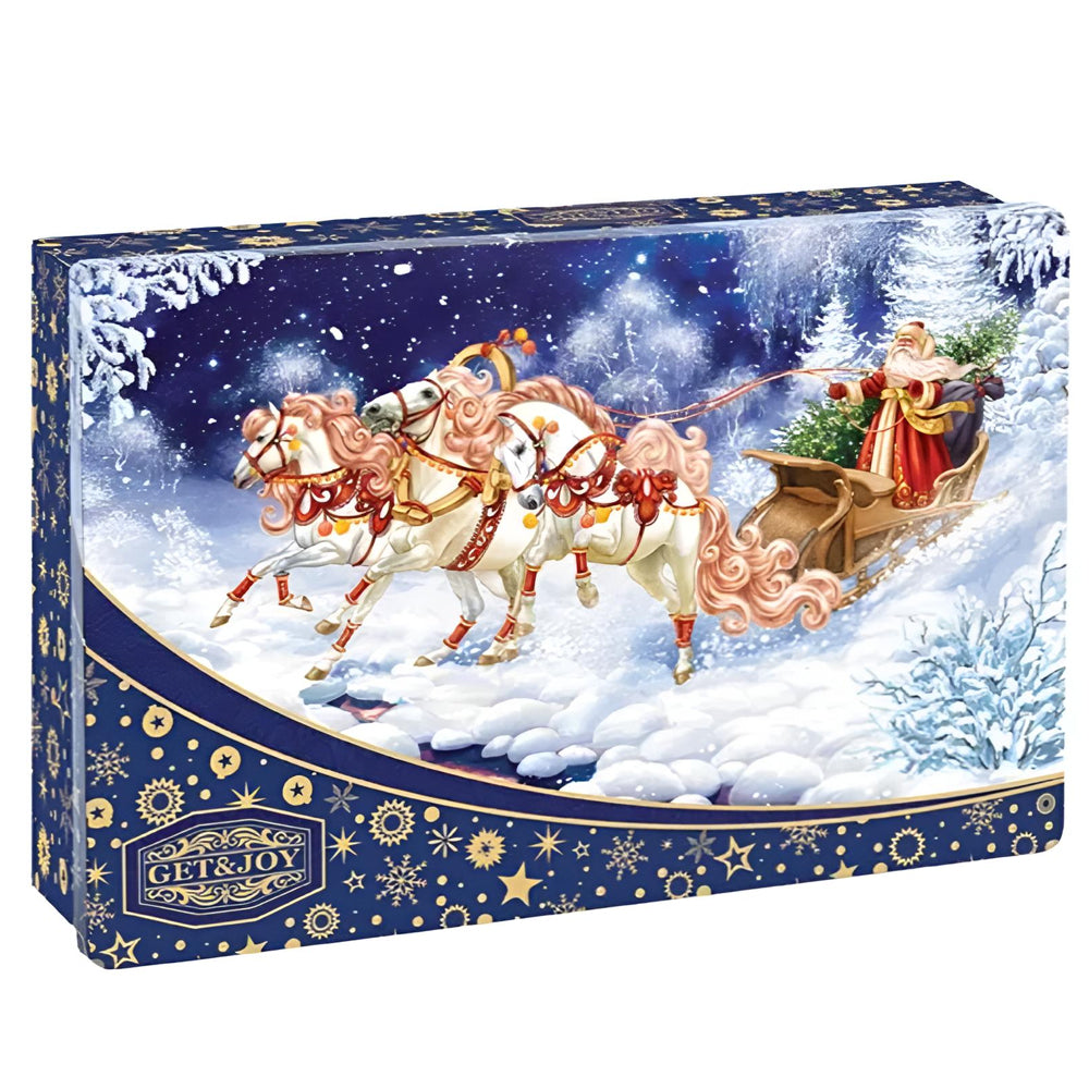 GIFT Box with Ceylon Tea "Ded Moroz Riding Troika" (Blue), Get & Joy, 50g/ 1.76oz