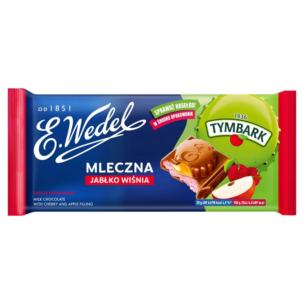 Milk Chocolate with Apple-Cherry Filling, Wedel, 100g/ 3.53oz