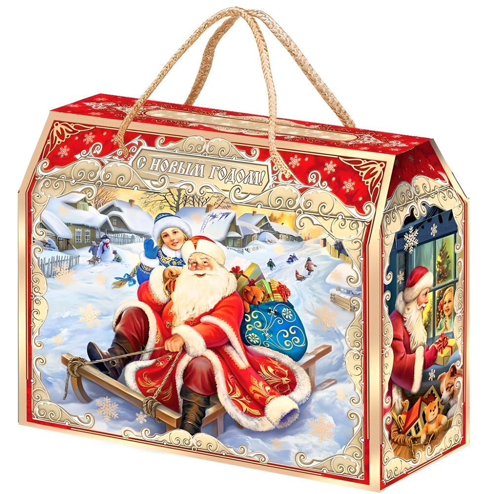 Russian Traditional Christmas & New Year's Candy Gift Set "Snow Sleigh", 900g/ 2 lb