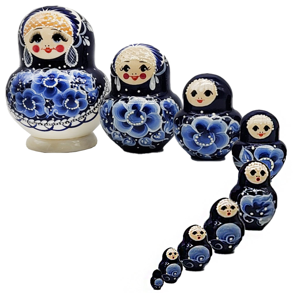 Matryoshka "Gzhel" 9 Elements, h=15cm