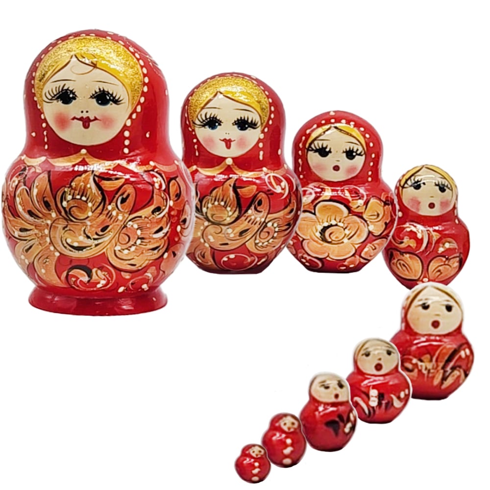 Matryoshka "Gold Firebird" 9 Elements, h=15cm