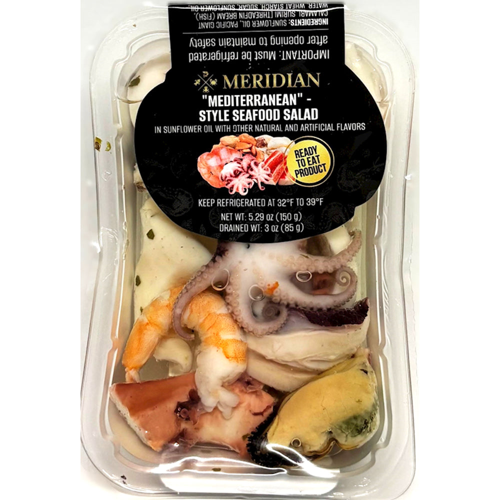 Seafood Cocktail in Sunflower Oil Mediterranean Style Salad, Meridian, 150g/ 5.29oz