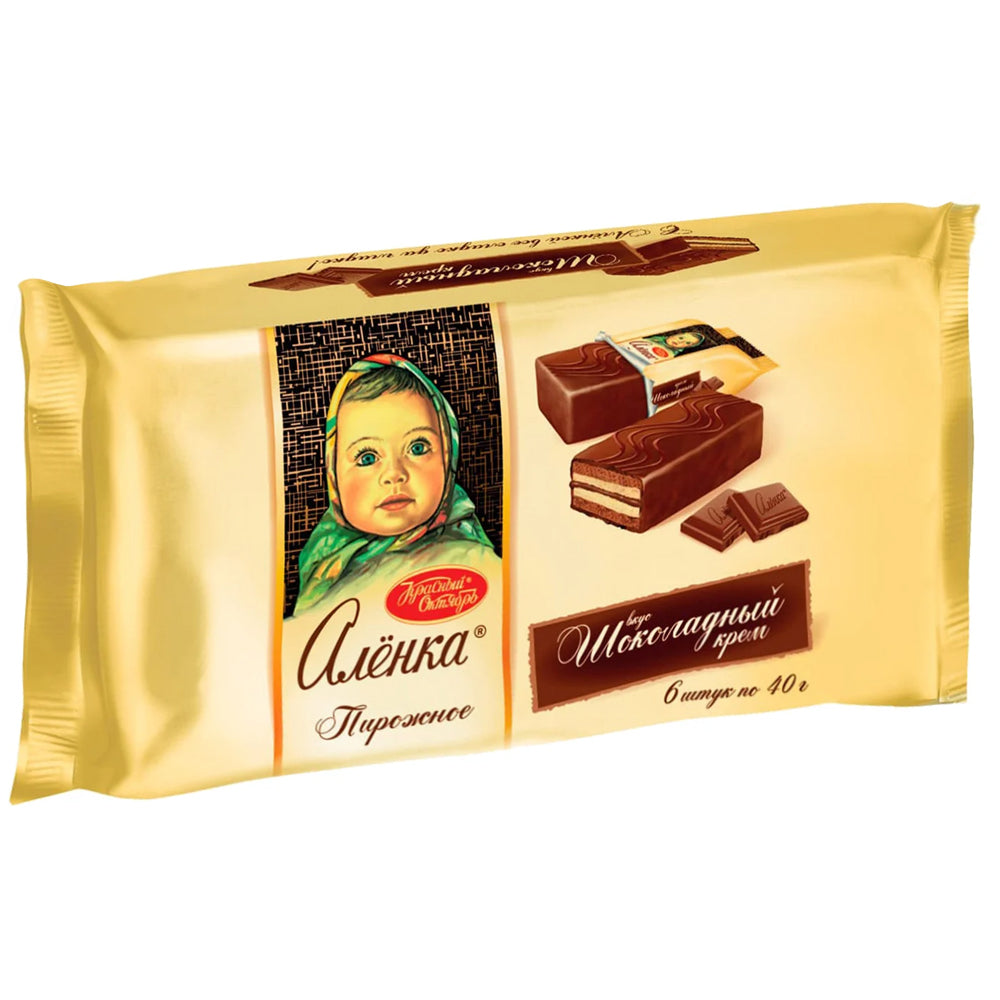 Biscuit Cake Chocolate Cream "Alyonka" 6 pieces of 40 grams, Red October, 240g/ 8.47oz 