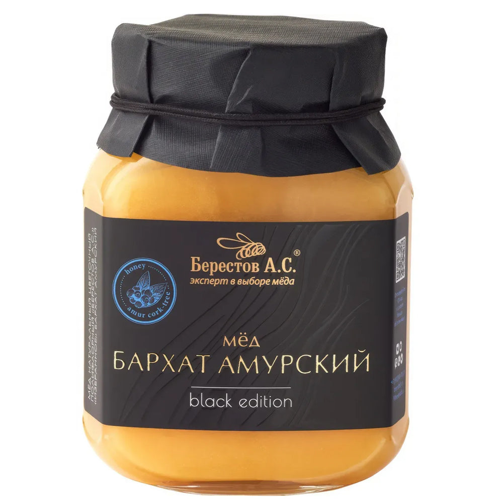 Natural Honey Amur Velvet | Amur Cork Tree "Black Edition", Berestov, 500g/ 1.1lb