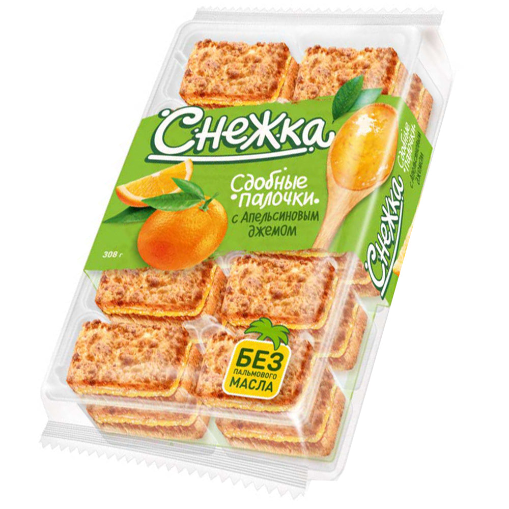 Pastry Sticks with Orange Jam "Snezhka", Darletto, 308g/ 10.86oz