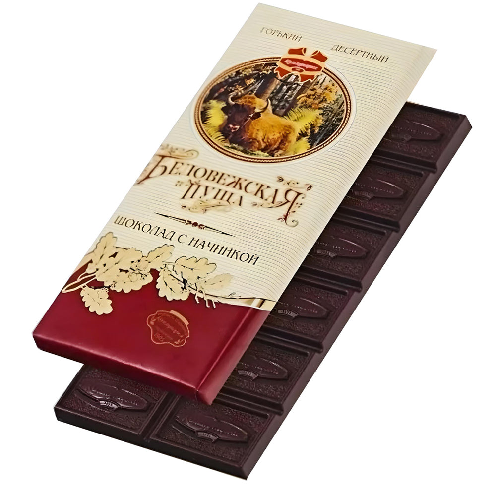 Bitter Dessert Chocolate with Filling "Belovezhskaya Pushcha", Kommunarka, 100g/ 3.53oz