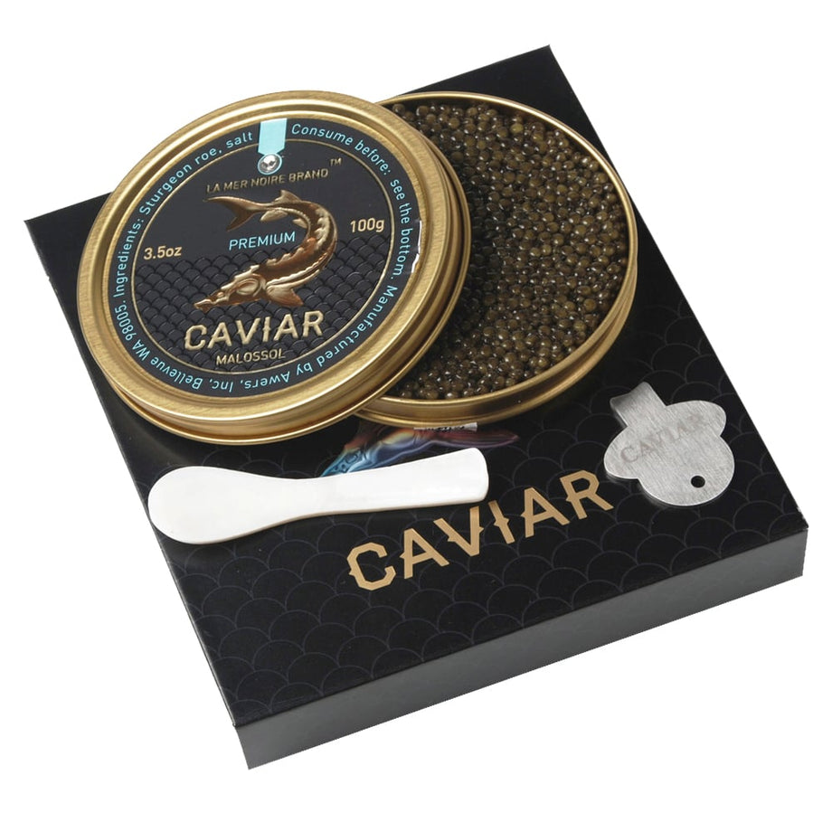 Premium Ossetra Sturgeon Caviar in Gift Box, La Mer Noire, 100g