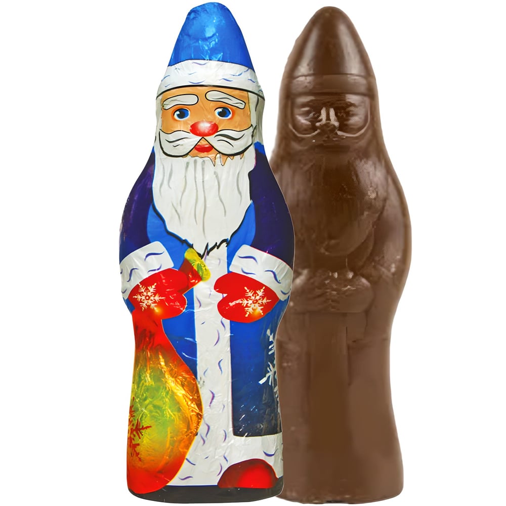 Chocolate Figurine "Santa Claus in a Blue Caftan", 105g / 3.7oz