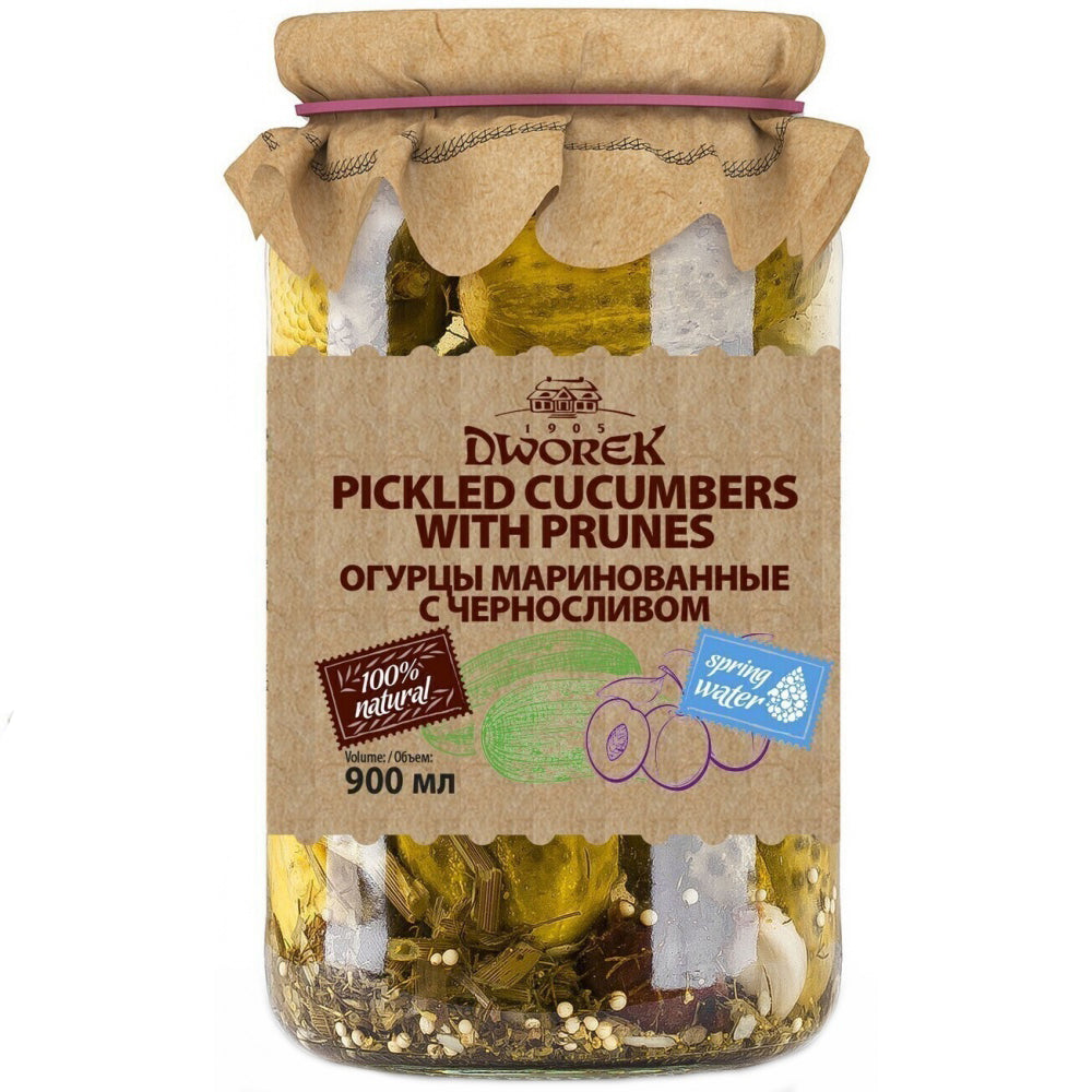 Pickled Cucumbers with Prunes, Dworek, 900ml/ 30.43 oz