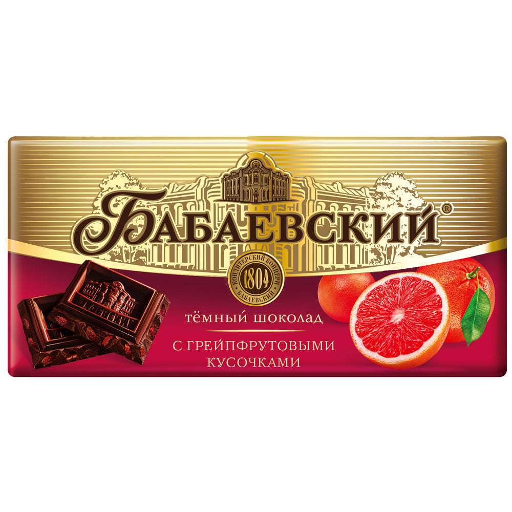Dark Chocolate with Grapefruit Slices, Babaevsky, 90g/ 3.17 oz