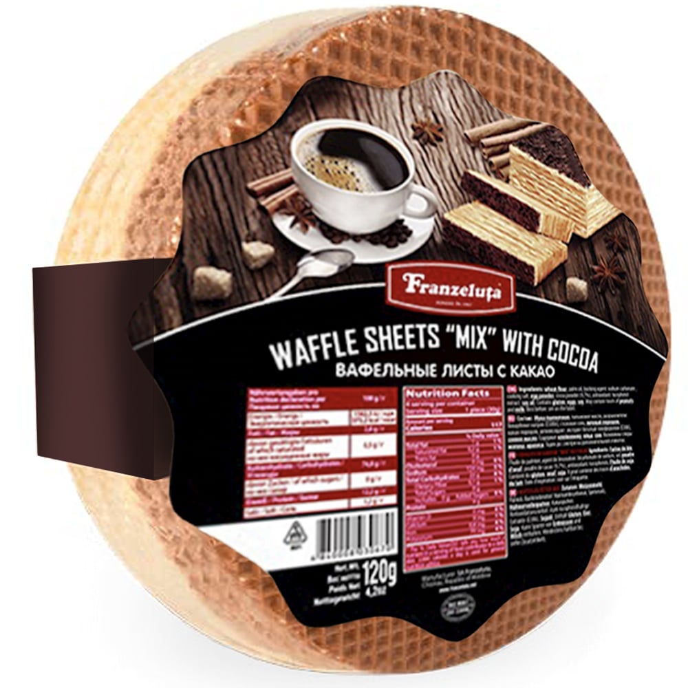 Waffle Layers with Cocoa "Mix", Franzeluta, 120g/ 4.23oz 