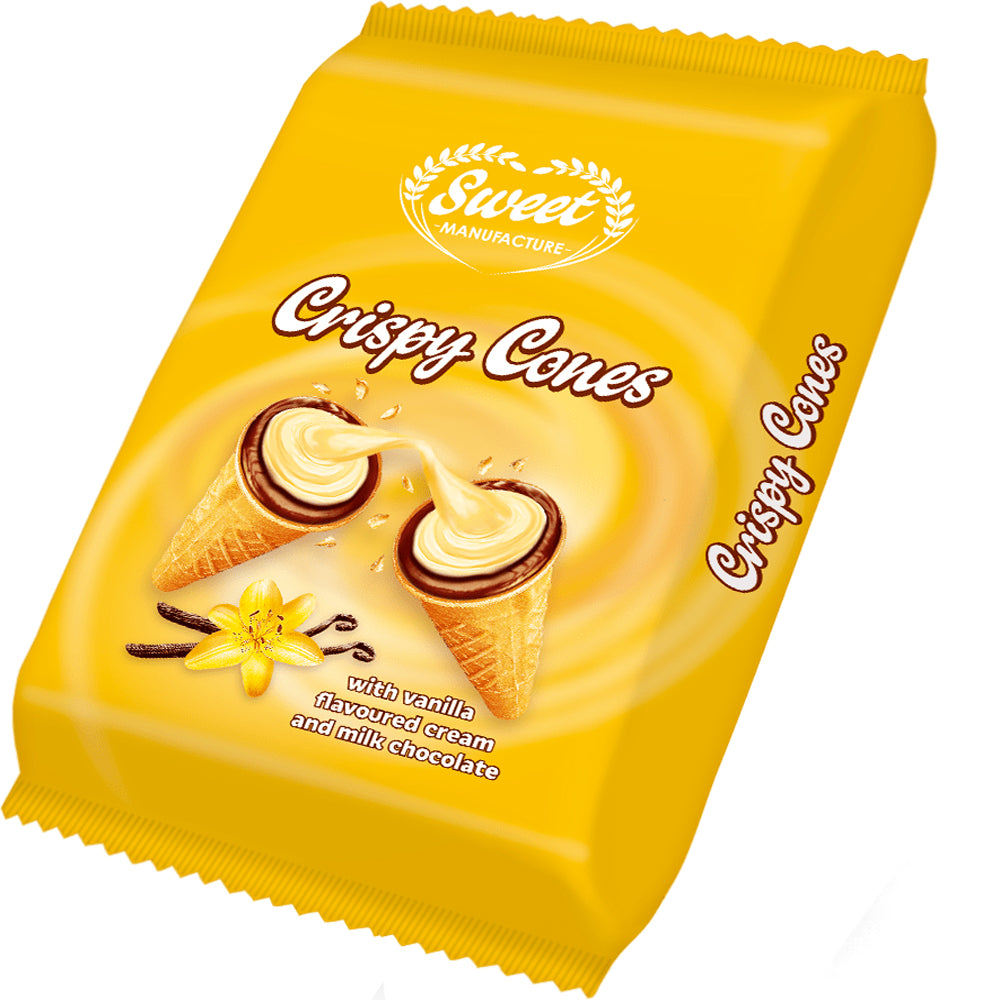 Crispy Cones Vanilla Cream & Chocolate, 130g/ 4.59oz