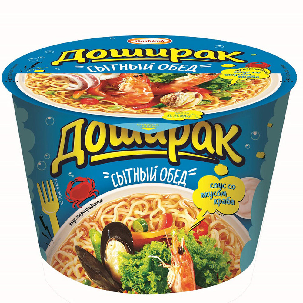 Seafood-Flavored Instant Noodles "Hearty Lunch", Doshirak 110g/ 3.88 oz 