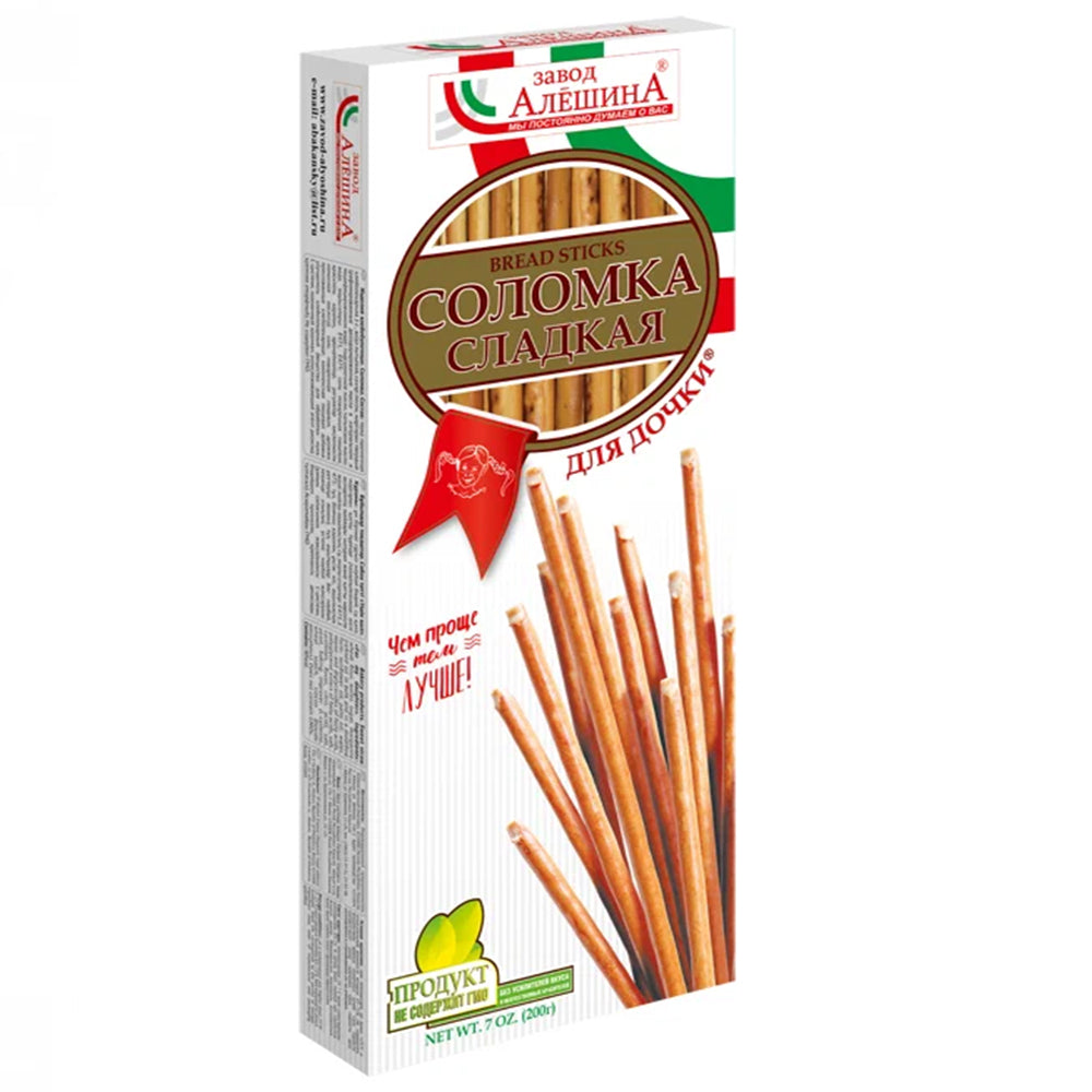 Crispy Sweet Bread Sticks "Solomka for Daughter", Alyoshin's Factory, 7oz / 200g