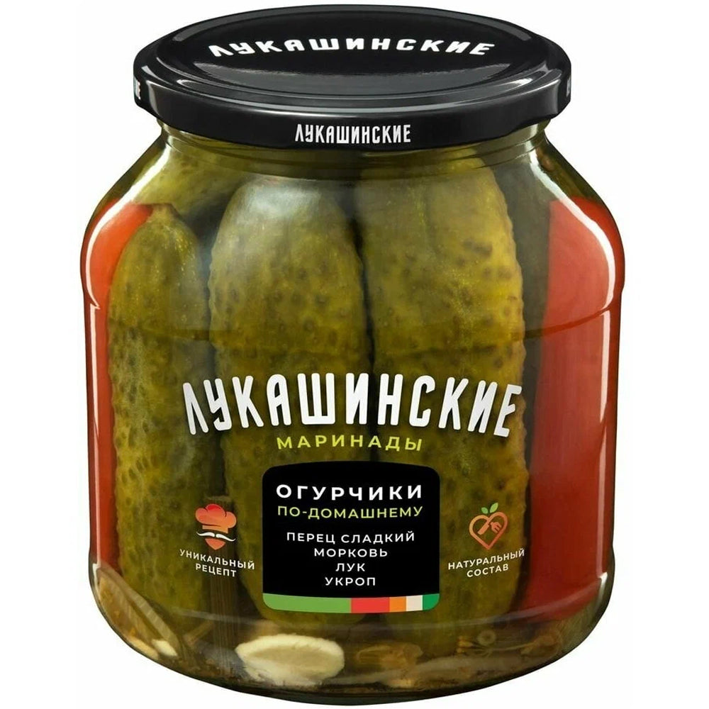 Pickled Cucumber and Sweet Pepper "Homemade", Lukashinskie, 24 oz / 670 g