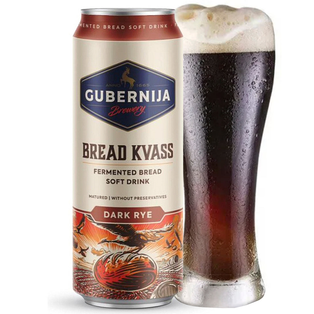 Dark Rye Bread Soft Drink Kvass "Gubernija", Ochakovo, 0.5l/16.9oz