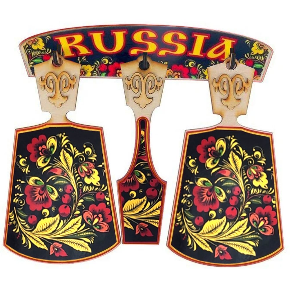 Souvenir Set of Cutting Boards & Spatula "Russia", 4 Pieces, Board Size 17 x 28 cm