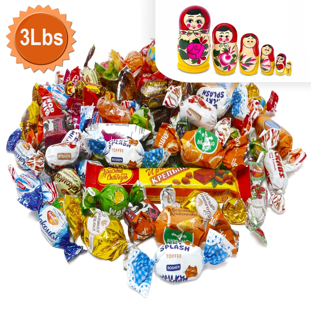 Holiday Set Caramel & Toffee Candy Mix 3 lb + Matryoshka Semenovskaya (6) 