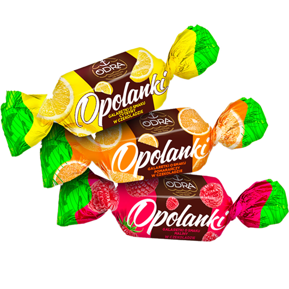 Assorted Jelly Candies Lemon, Orange, Raspberry "Opolanki", Odra, 226g/ 7.97 oz 