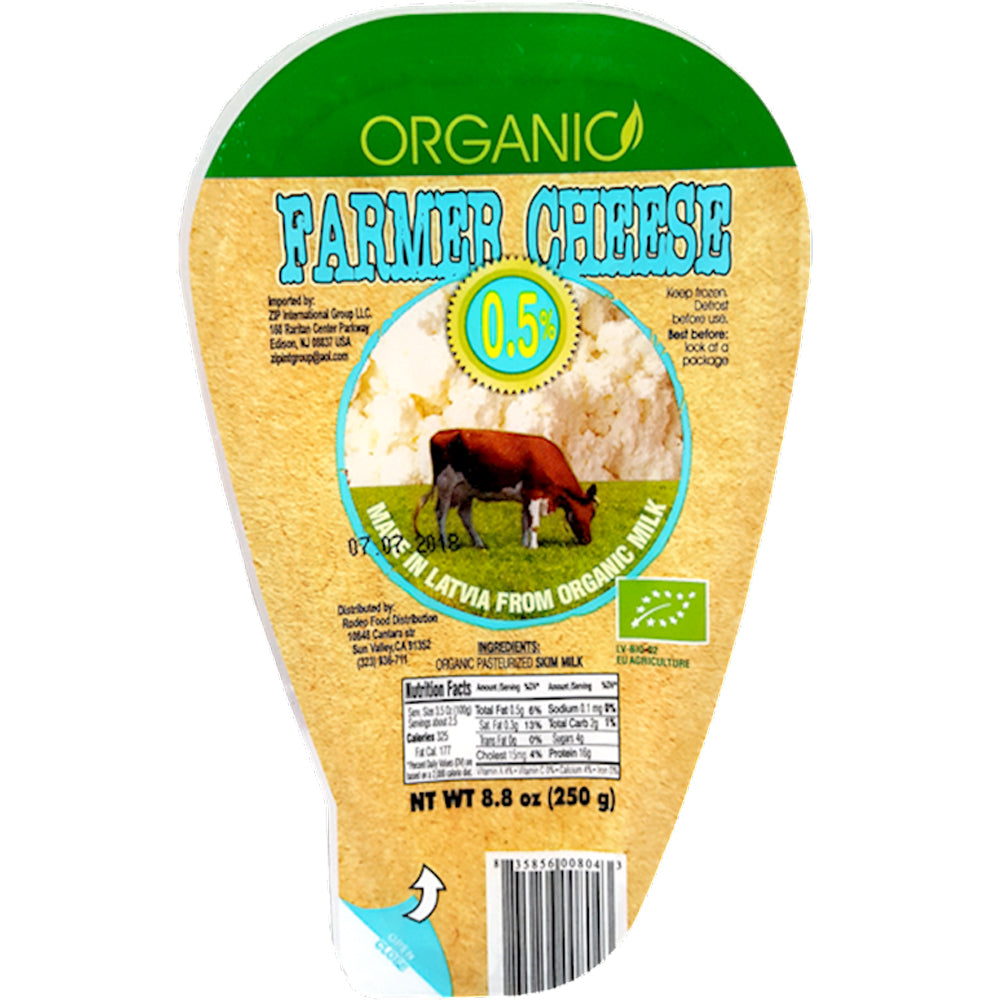 Latvian Organic Farmer Cheese 0.5 % Fat, Zip, 250g/ 8.8 oz