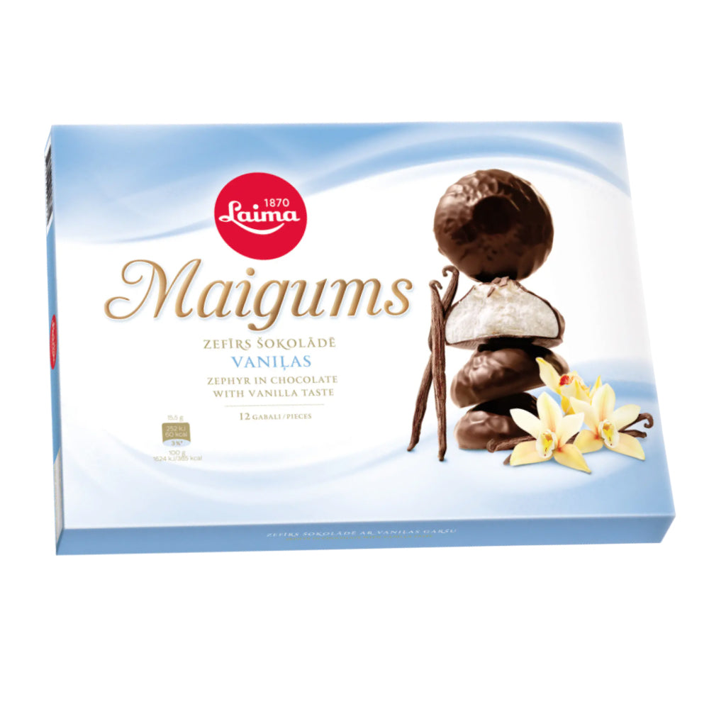 Chocolate Glazed Vanilla Marshmallow Mini Maigums, Laima, 185g / 0.41lb