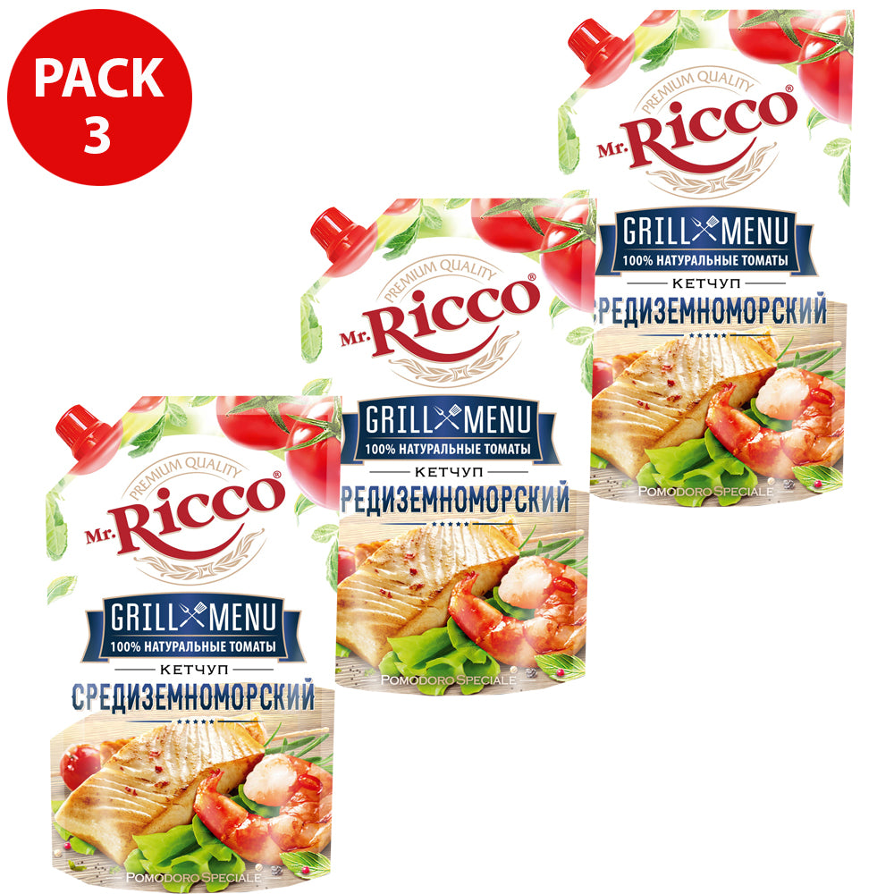 PACK 3 Mediterranean Ketchup "Grill Menu Pomodoro Speciale", Mr.Ricco, 300g x 3