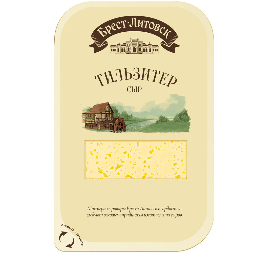 Semi-Hard Tilsiter Cheese 45% Sliced, Brest-Litovsk, 130g/ 4.59oz 