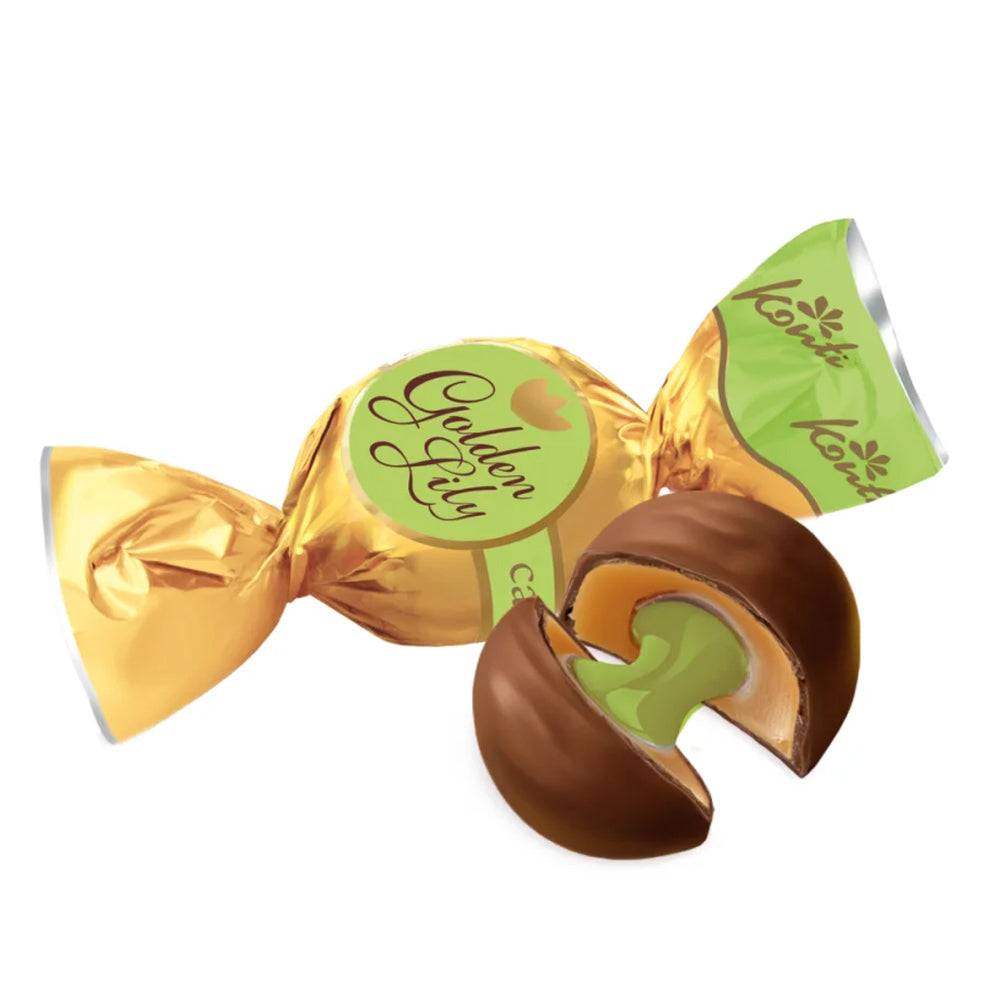 Chocolate Candies with Pistachio Filling "Golden Lily", Konti, 226g/ 7.97 oz