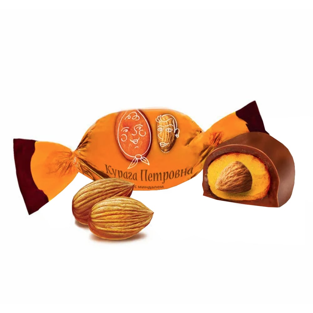 Chocolate Candy Dried Apricots & Almonds, "Kuraga Petrovna", KDV, 226g/ 0.5lb