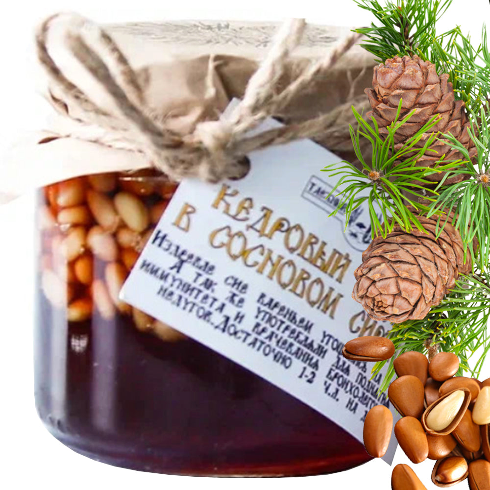 Cedar Nuts in Pine Syrup, Taiga Cache, 240g – RussianFoodS