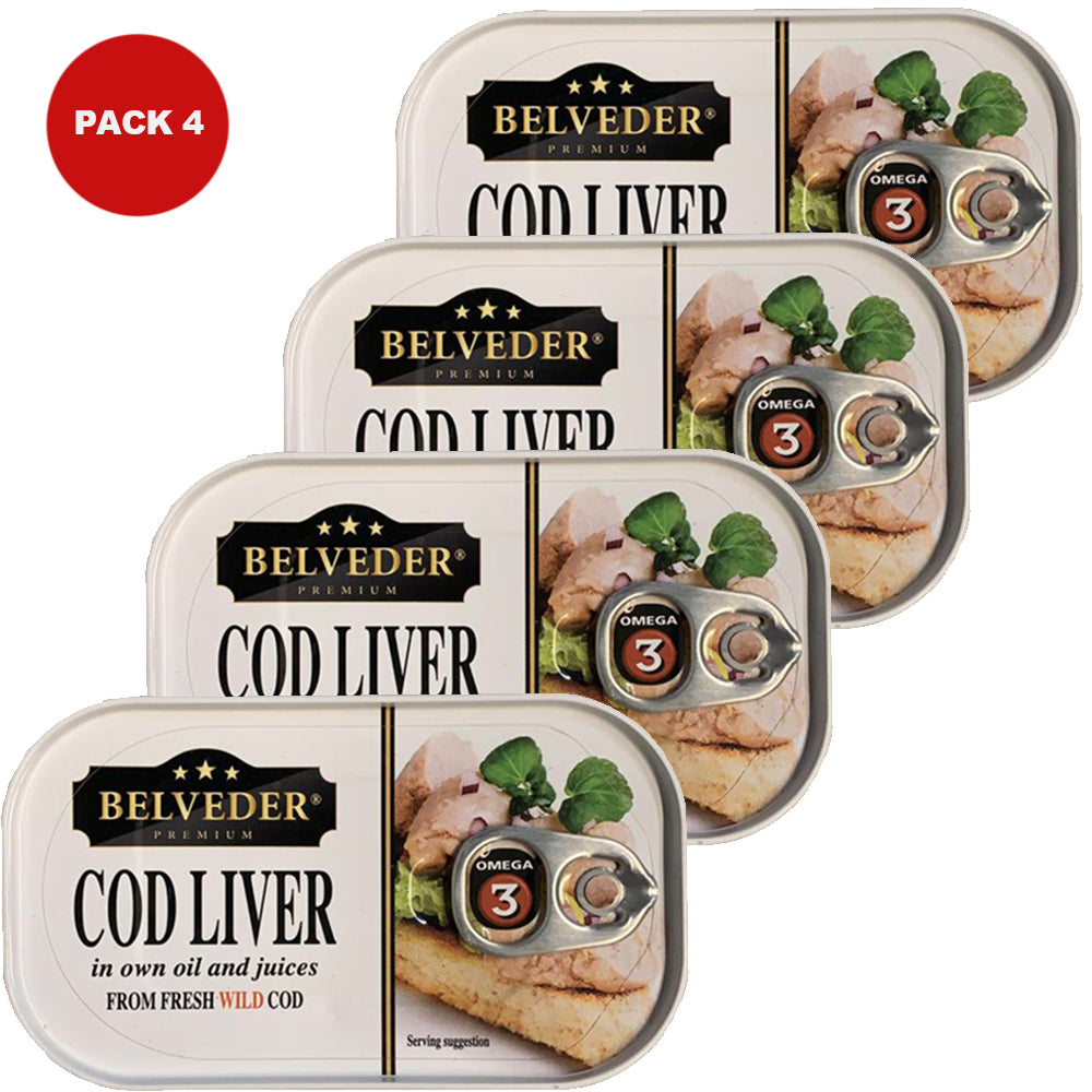 Pack 4 Cod Liver, Belveder 0.29lb/ 120g x 4