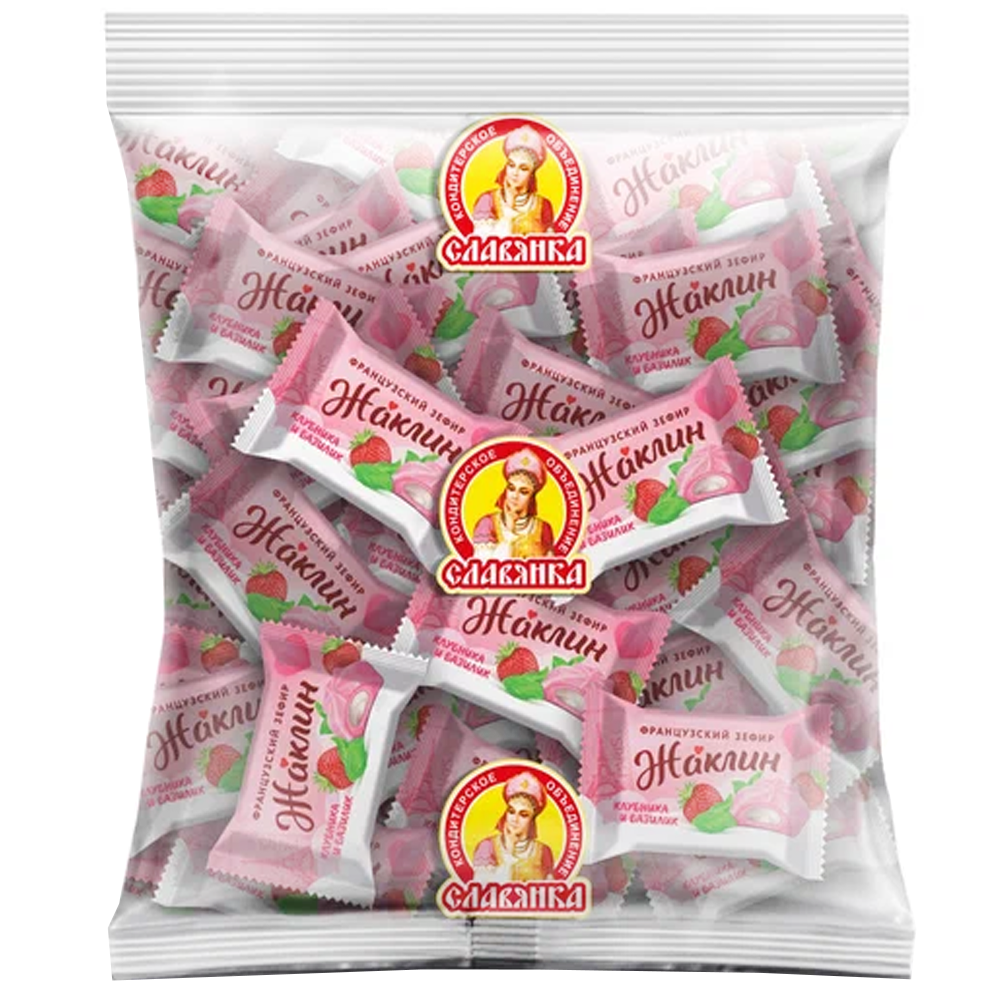 Candy French Unglazed Marshmallow Strawberry-Basil, Jacqueline, Slavyanka, 1 kg/ 2.2 lb