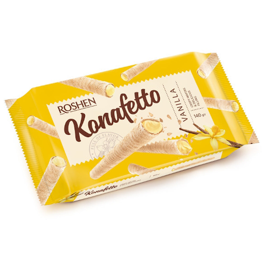 Waffle Tubes with Vanilla Filling "Konafetto", Roshen, 140g/ 4.94 oz 