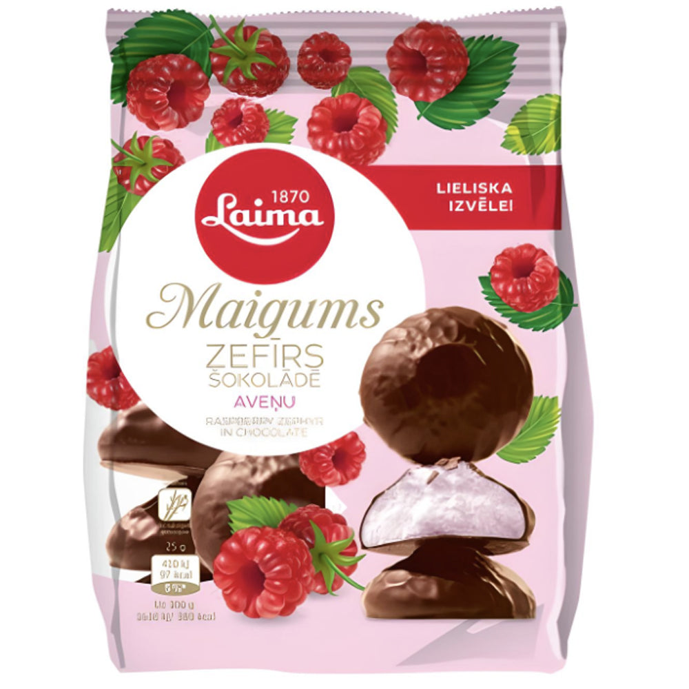 Raspberry Marshmallows Chocolate Glazed "Maigums", Laima, 200g/ 7.05oz 