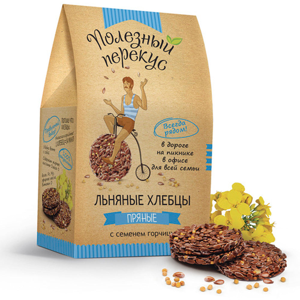 Flaxseed Spicy Crispbread with Mustard Seed "Healthy Snack", Specialist, 100g/ 3.53oz
