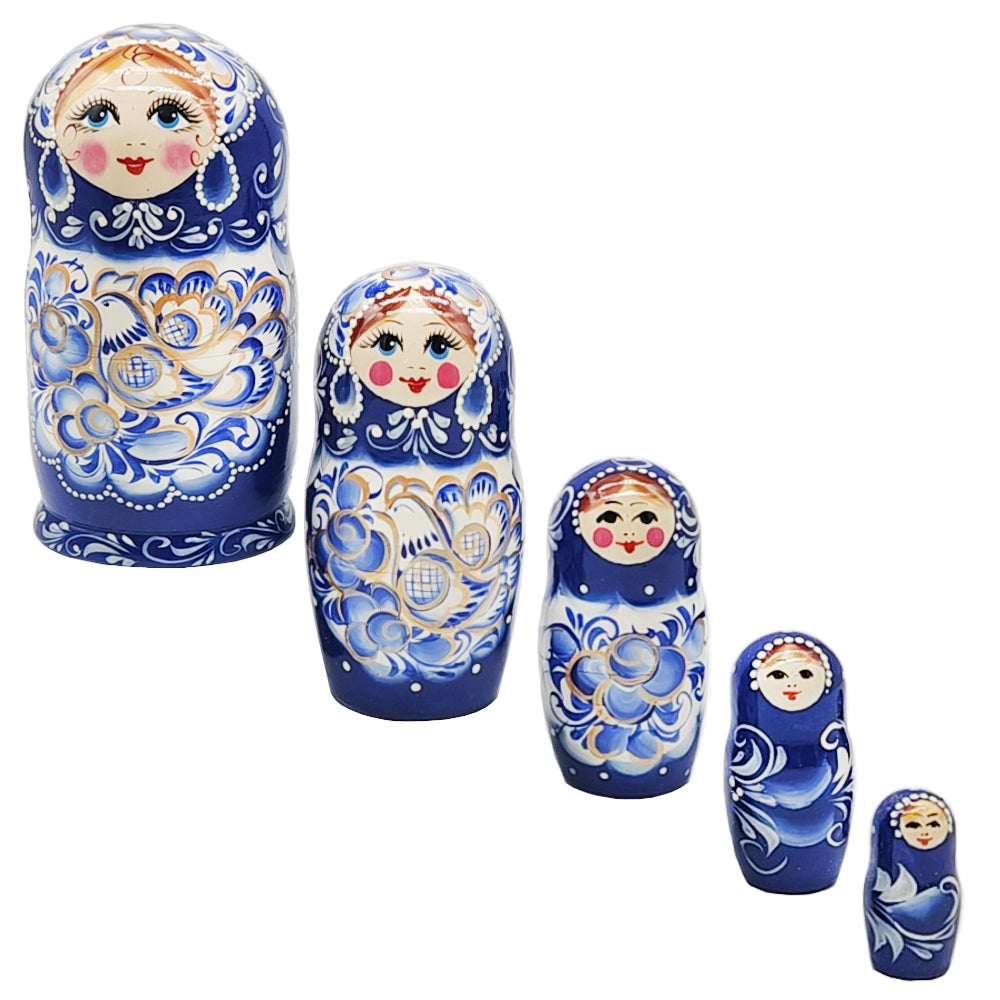 Matryoshka "Gzhel", h=17cm, 5 Elements