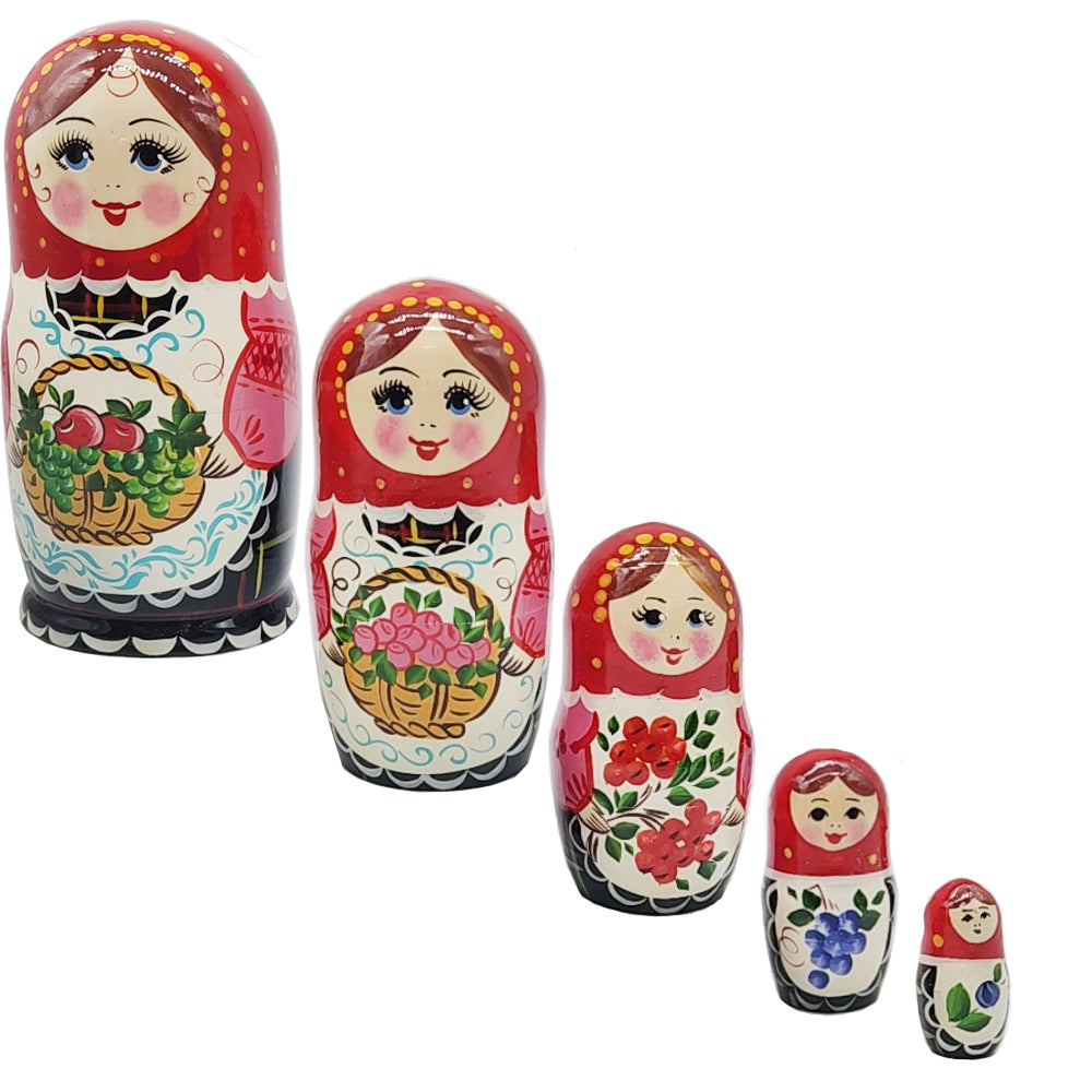 Matryoshka with a Basket, h=17cm, 5 Elements