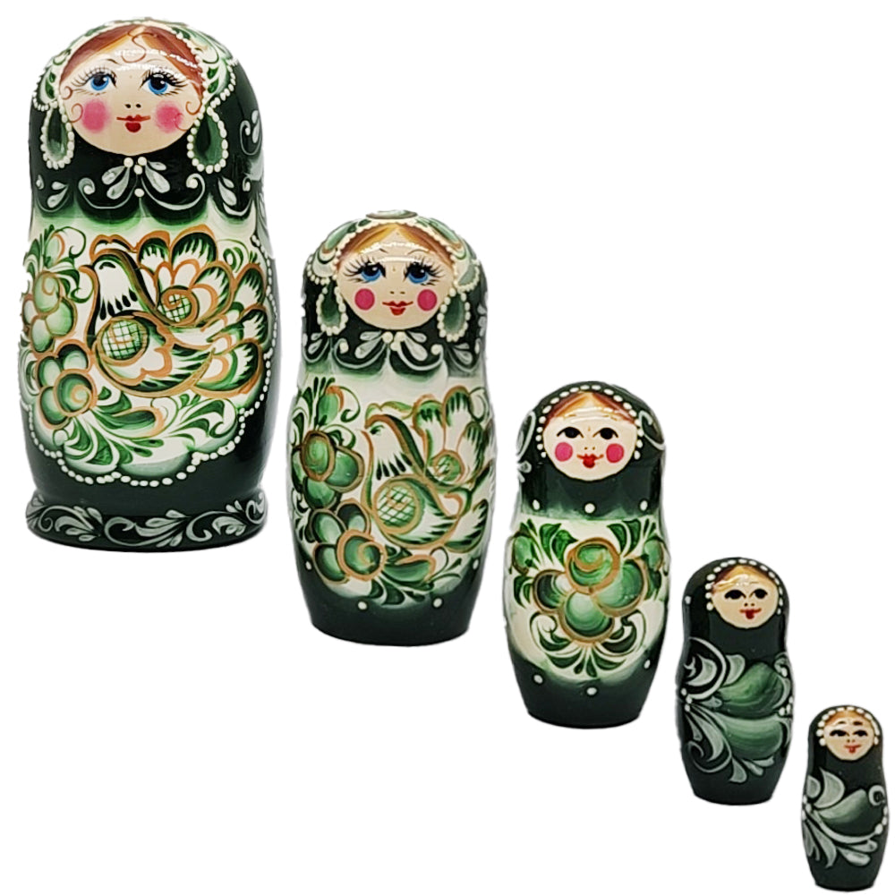 Matryoshka "Malachite", h=17cm, 5 Elements