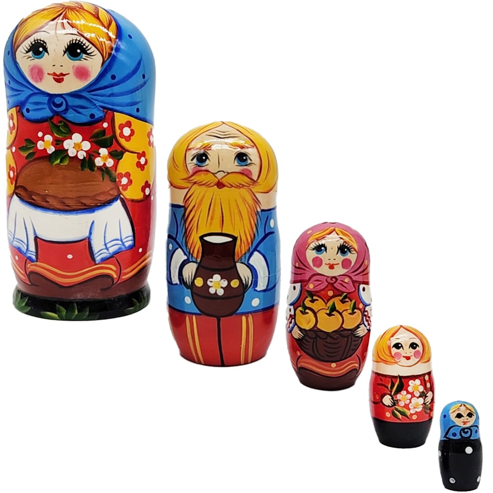 Matryoshka "Family" 5 Elements, h=17cm