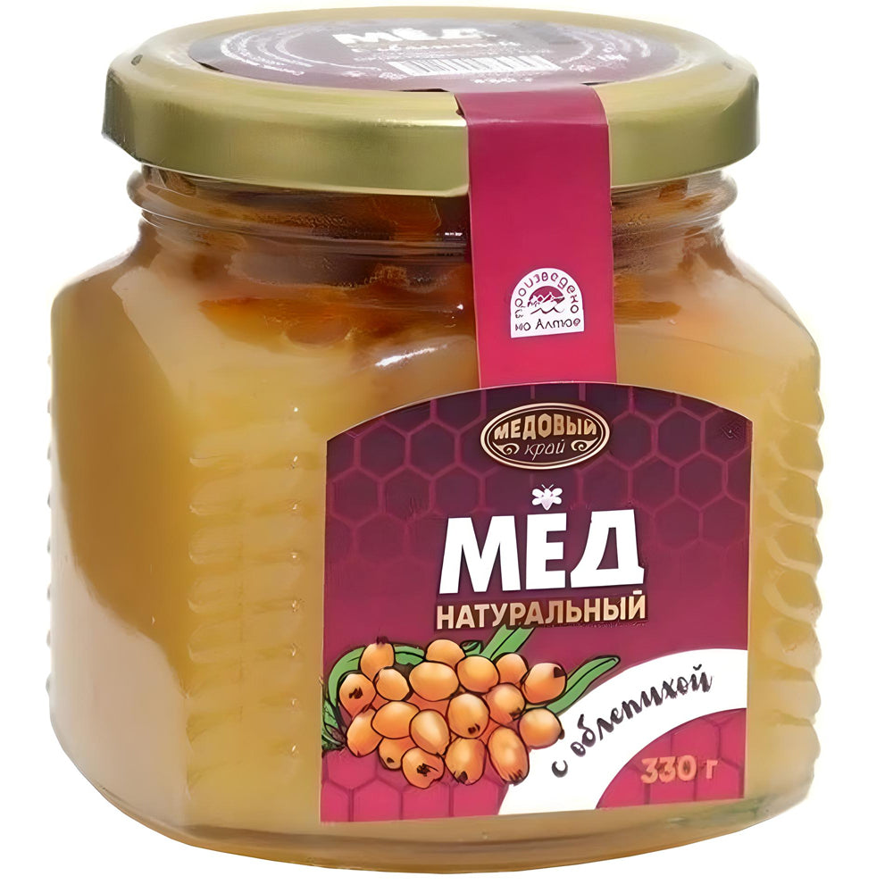 Altai Natural Honey with Sea Buckthorn, Medovy Kray, 330g/ 11.64oz 