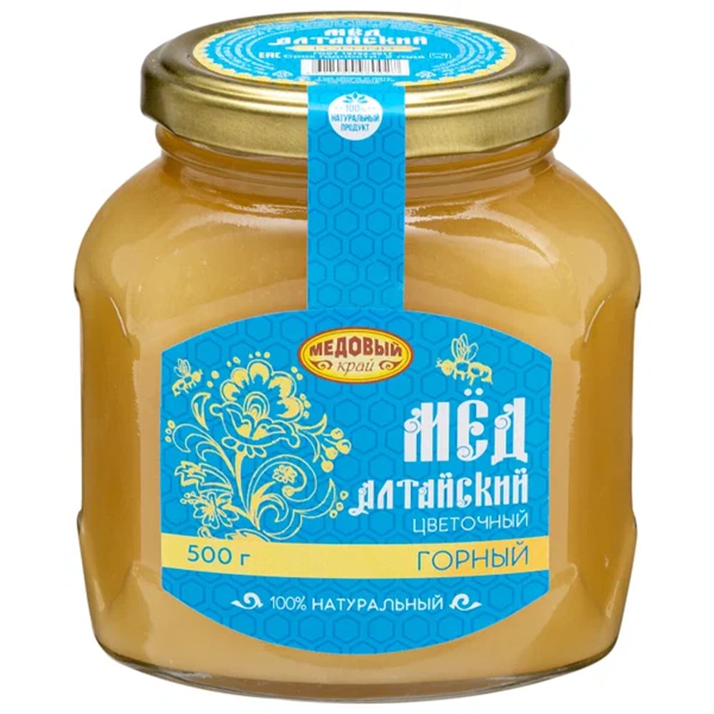 Altai Natural Floral Mountain Honey, Medovy Kray, 500g/ 17.64oz 