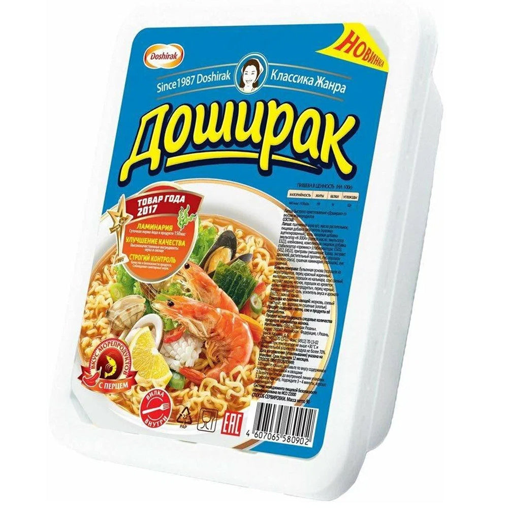 Spicy Instant Noodles with Seafood, Doshirak, 90g/ 3.17oz 