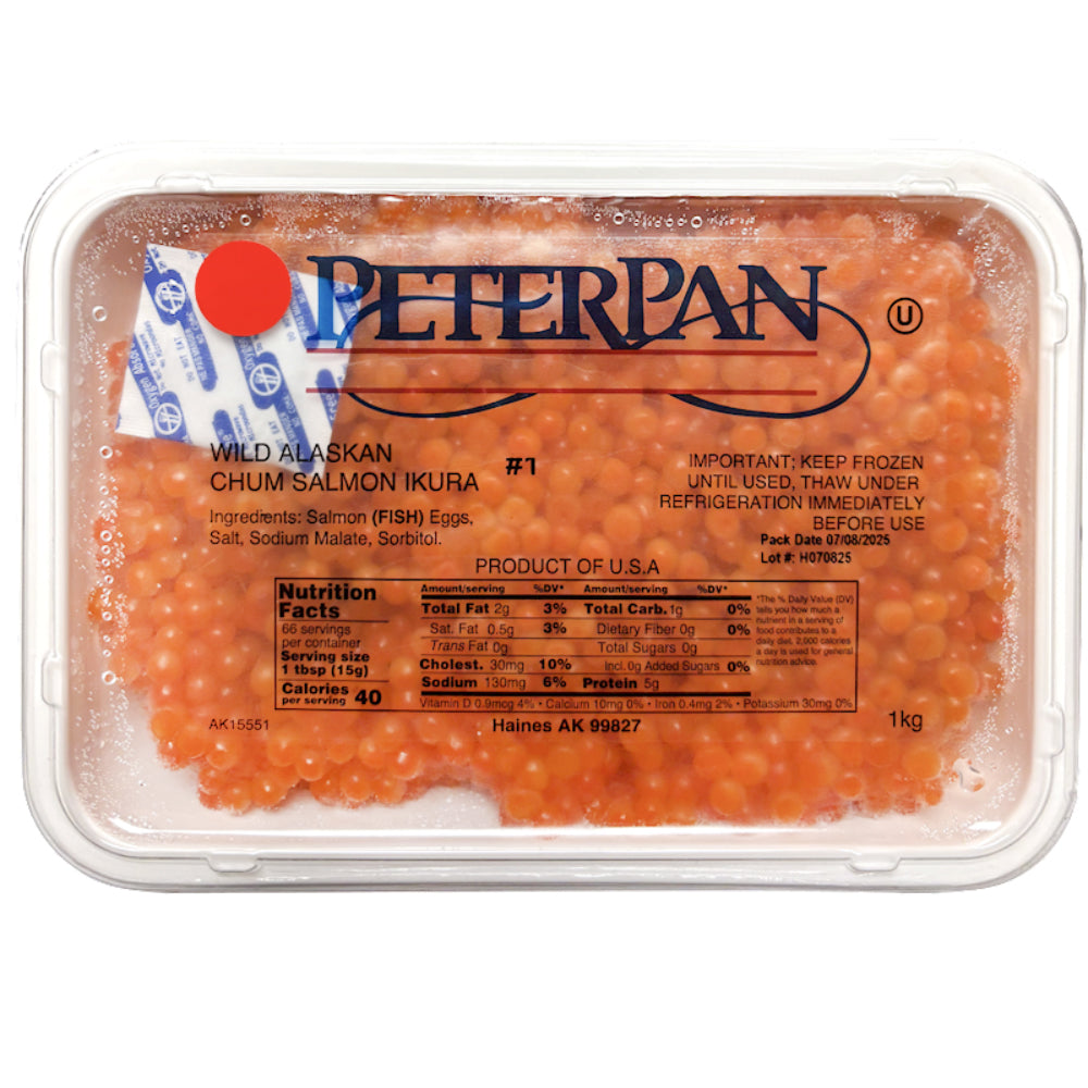 Wild Alaskan Chum Salmon Caviar #1 Red Ikura, Peter Pan, 1kg/ 35.27 oz